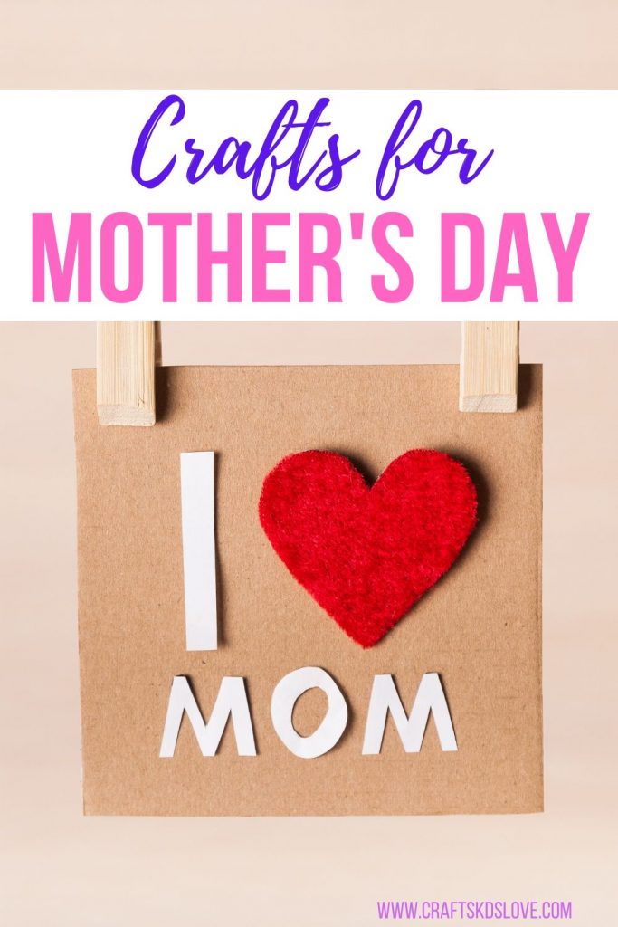 crafts for mother's day - paper square with I (heart) mom 