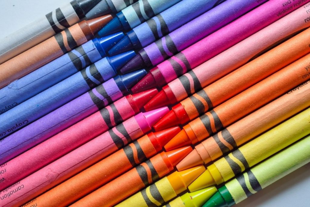 Rainbow crayons nestled together in a row - printable giraffe pages to color