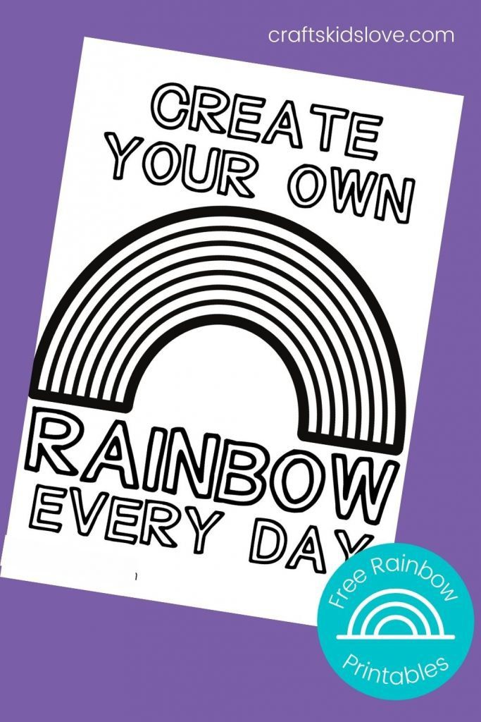 create your own rainbow black and white printable page on purple background