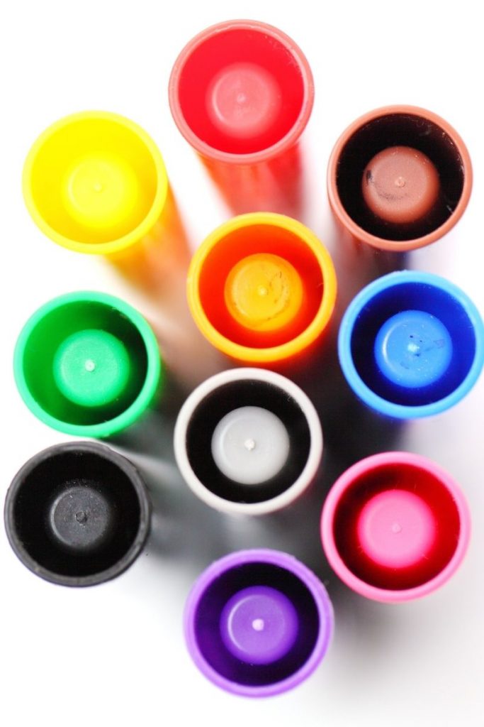 top view of markers caps