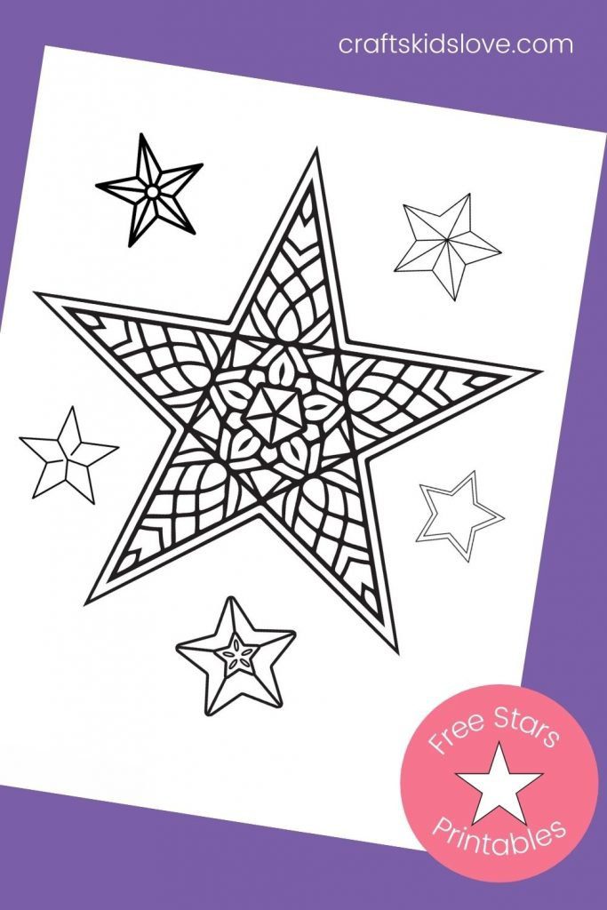 star mandala on purple background - printable star coloring sheets