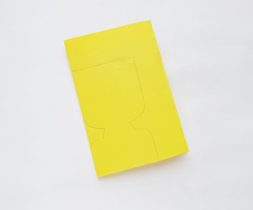 Yellow cardstock on white background - step 2