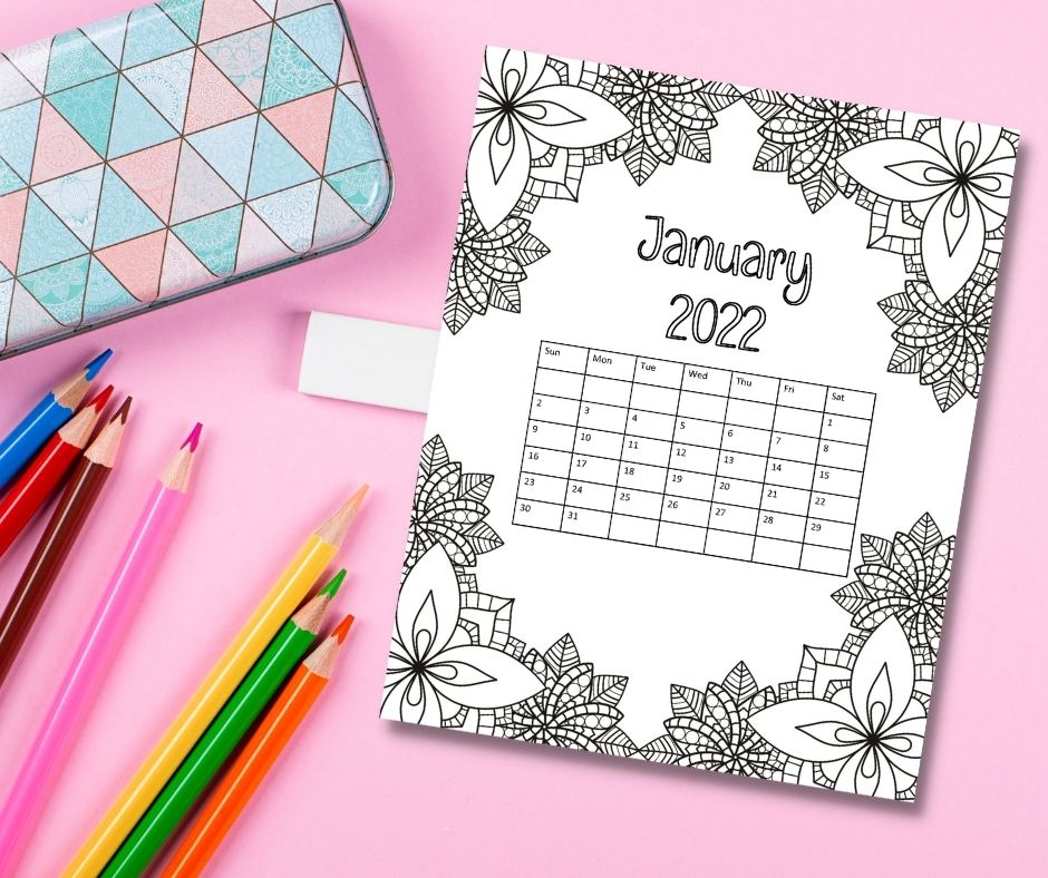 Coloring Calendar 2022