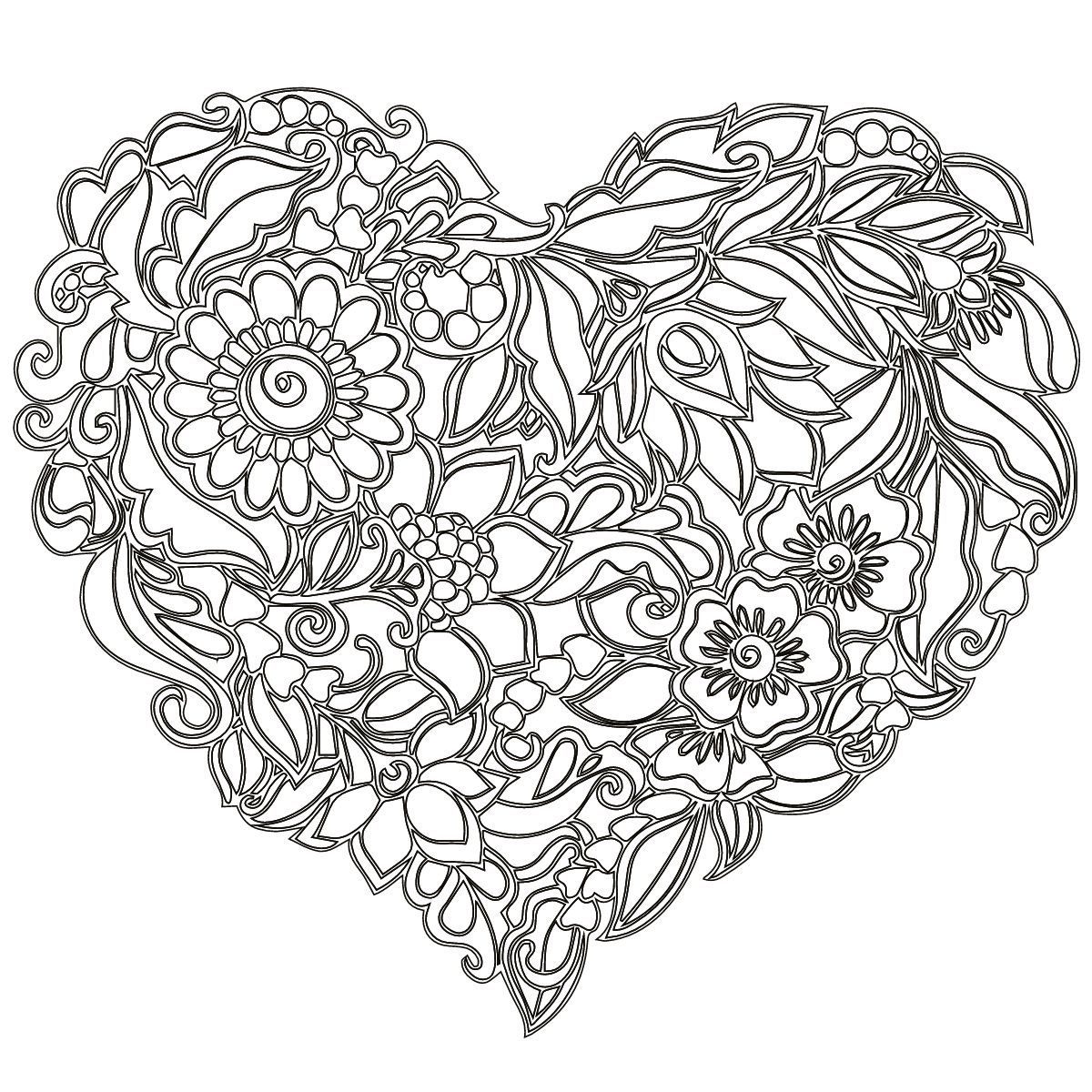 heart mandala Valentine coloring page