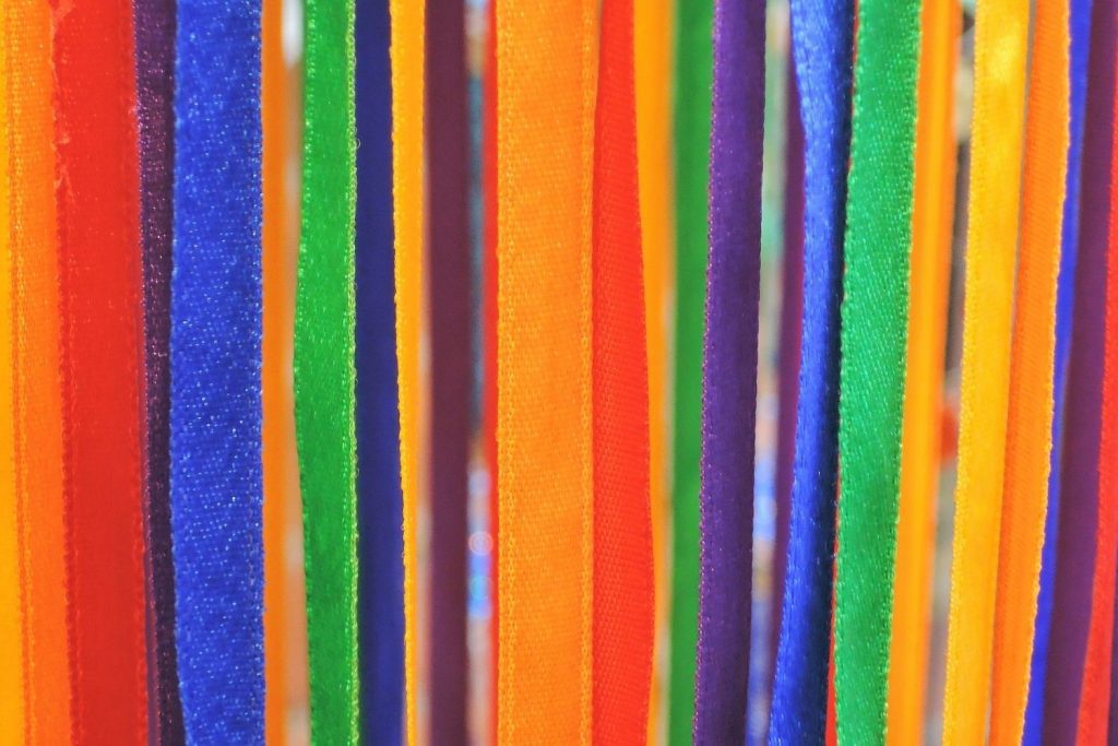 rainbow colors of ribbon hanging vertically - coolest craft kits