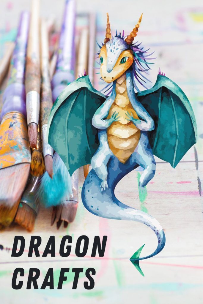 colorful dragon with paintbrushes