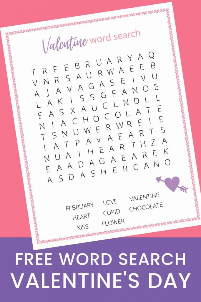 Valentine word search puzzle to print