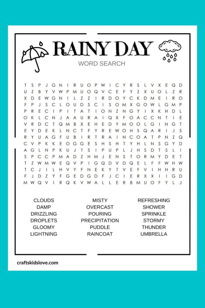 free printable rainy day word search puzzle