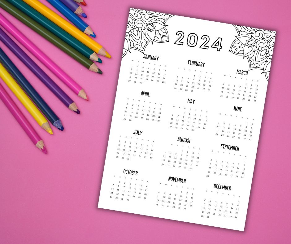 2024 Coloring Calendar Page